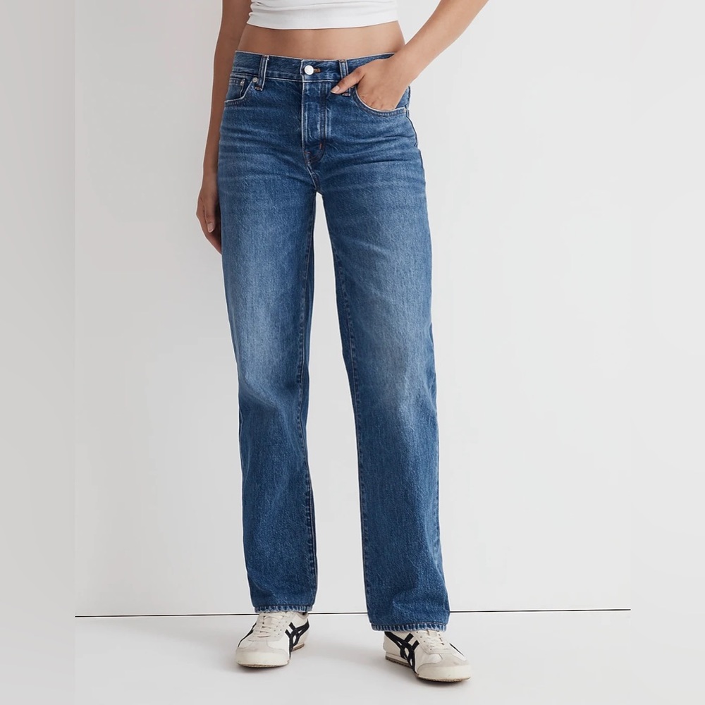 *Flaw-Hole* Madewell NWT Low Slung Straight Jeans Size 24 in Palmina Wash
